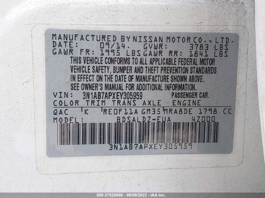 2014 NISSAN SENTRA SV - 3N1AB7APXEY305959