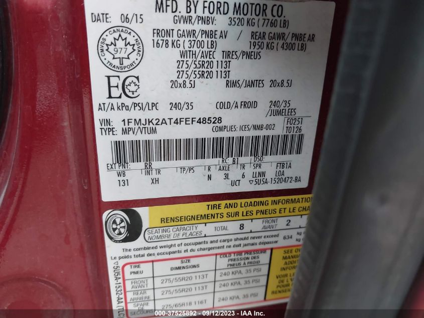 2015 FORD EXPEDITION EL LIMITED - 1FMJK2AT4FEF48528