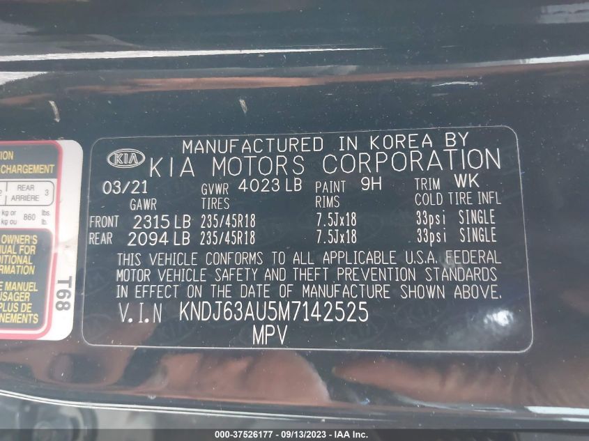 2021 KIA SOUL GT-LINE - KNDJ63AU5M7142525