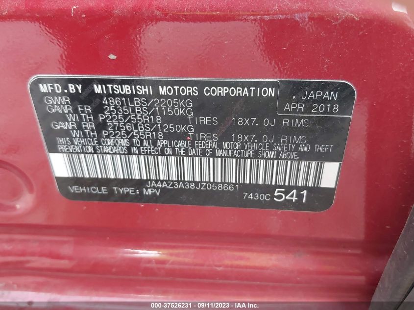 2018 MITSUBISHI OUTLANDER SE/SEL - JA4AZ3A38JZ058661