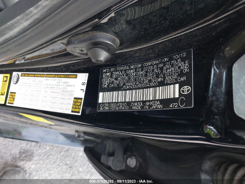 2013 TOYOTA PRIUS ONE/TWO/THREE/FOUR/FIVE - JTDKN3DU9D5543865