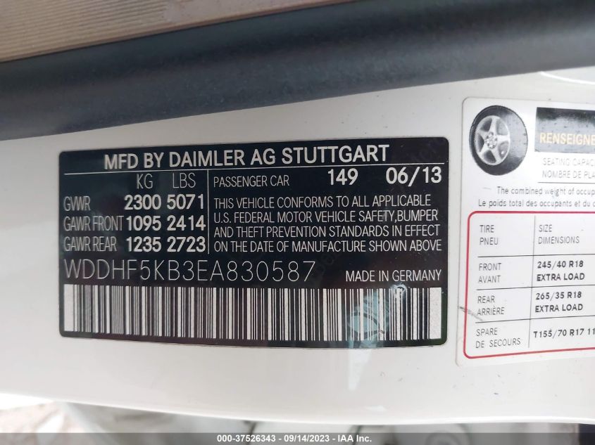 2014 MERCEDES-BENZ E 350 - WDDHF5KB3EA830587