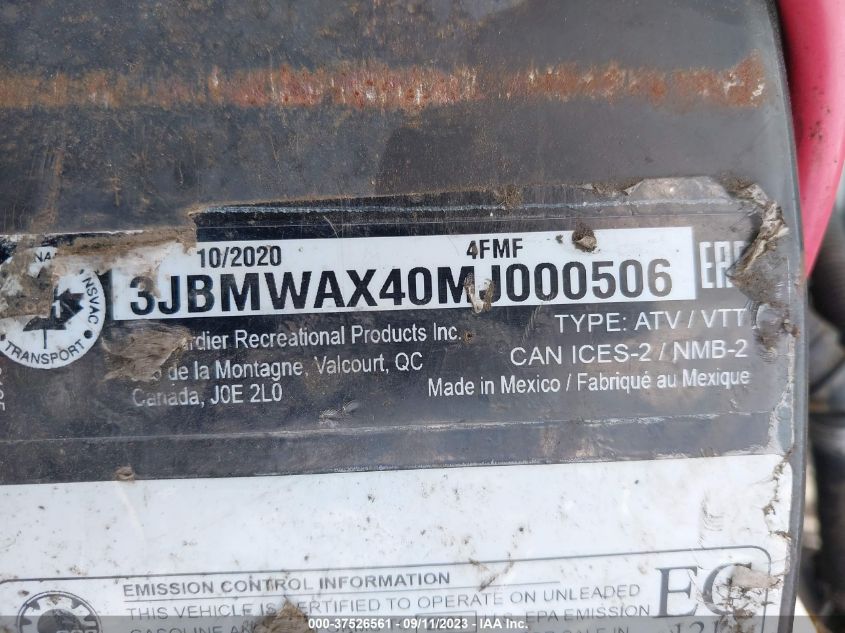 2021 CAN-AM RENEGADE X MR 1000R - 3JBMWAX40MJ000506