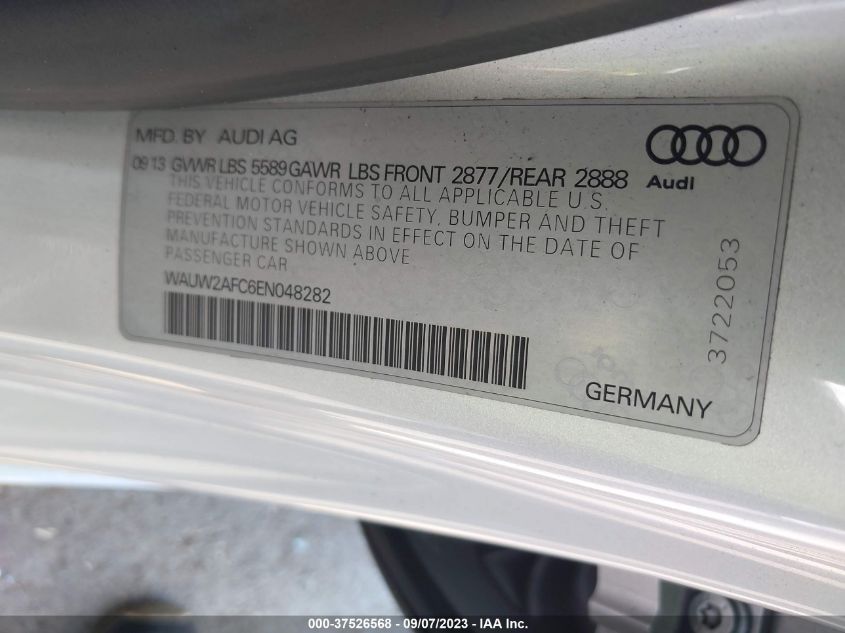 2014 AUDI S7 PRESTIGE WAUW2AFC6EN048282
