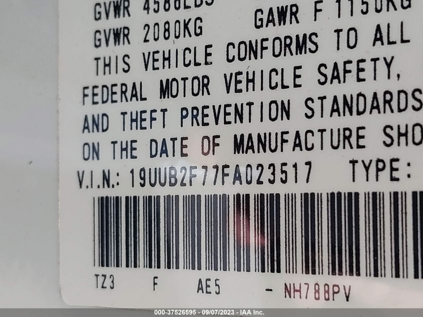 2015 ACURA TLX V6 ADVANCE - 19UUB2F77FA023517