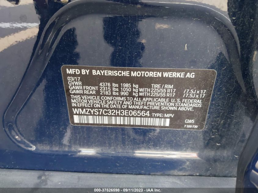 2017 MINI COUNTRYMAN COOPER WMZYS7C32H3E06564
