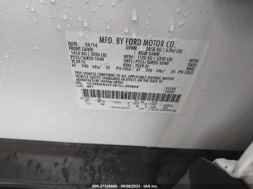 2014 FORD EXPLORER SPORT - 1FM5K8GT3EGC20404