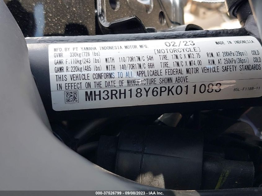 2023 YAMAHA YZFR3 A MH3RH18Y6PK011083
