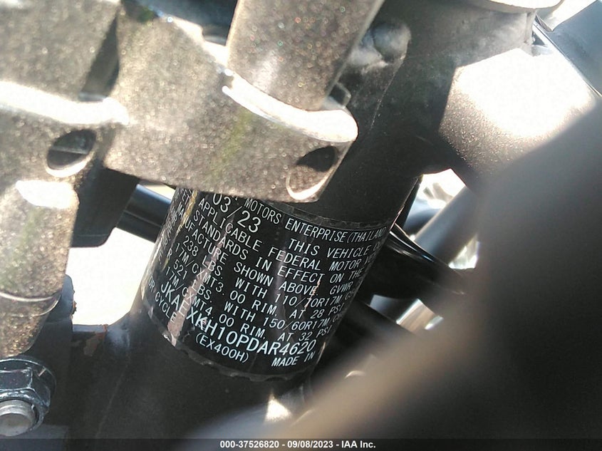 VIN JKAEXKH10PDAR4620 2023 KAWASAKI EX400