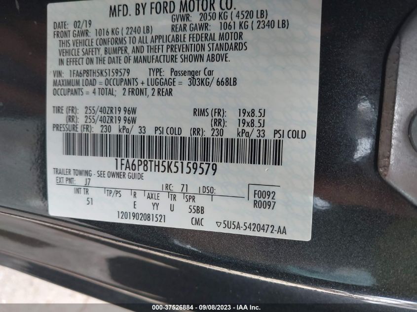 2019 FORD MUSTANG ECOBOOST - 1FA6P8TH5K5159579