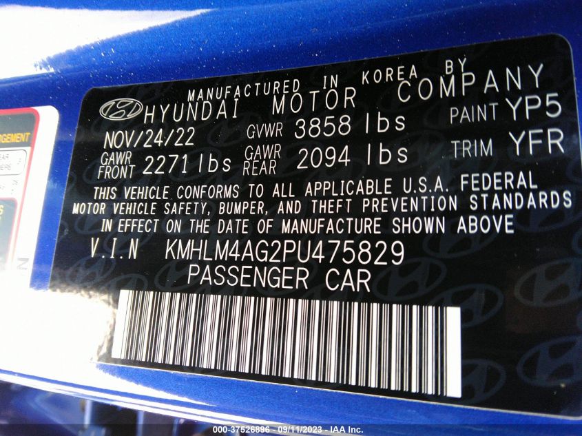 KMHLM4AG2PU475829 Hyundai Elantra SEL 9