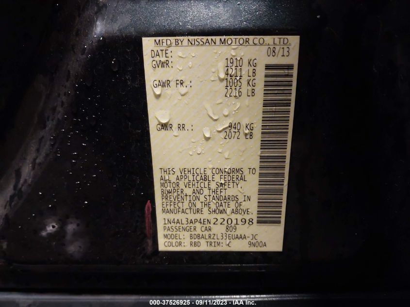 2014 NISSAN ALTIMA 2.5 S - 1N4AL3AP4EN220198