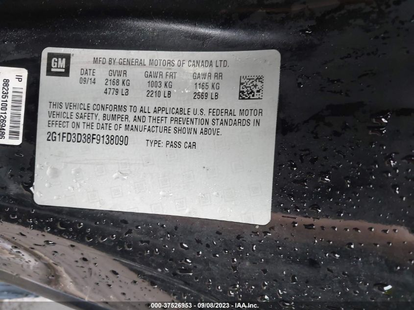 2015 CHEVROLET CAMARO LT - 2G1FD3D38F9138090