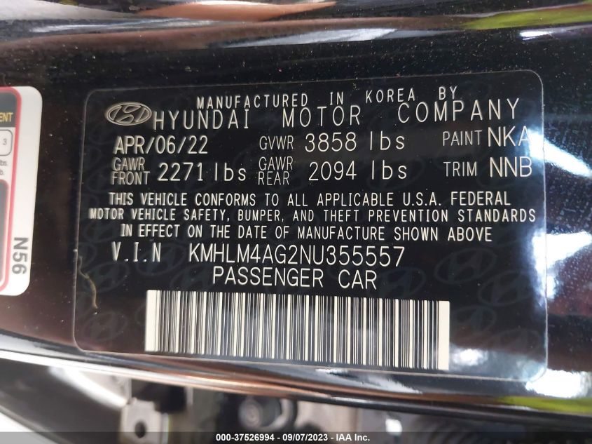 2022 HYUNDAI ELANTRA SEL - KMHLM4AG2NU355557