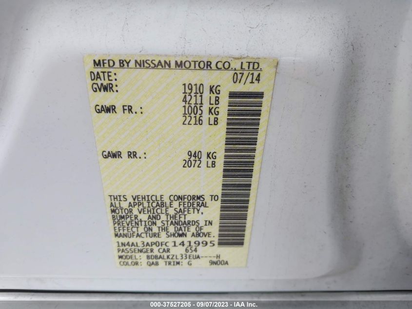 2015 NISSAN ALTIMA 2.5 SV - 1N4AL3AP0FC141995