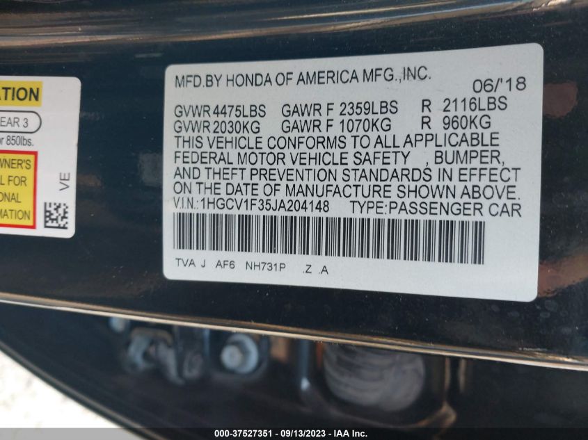 2018 HONDA ACCORD SEDAN SPORT 1.5T - 1HGCV1F35JA204148