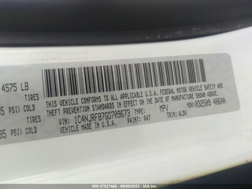 2016 JEEP PATRIOT LATITUDE - 1C4NJRFB7GD709673