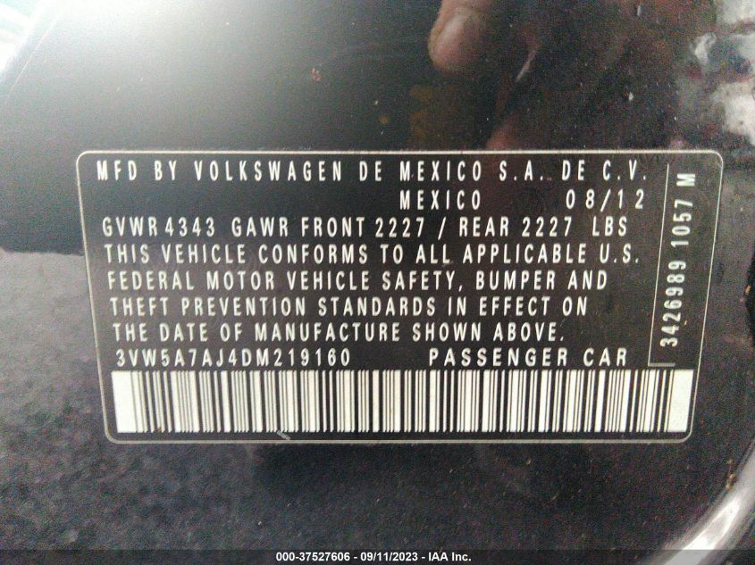 2013 VOLKSWAGEN GLI 3VW5A7AJ4DM219160