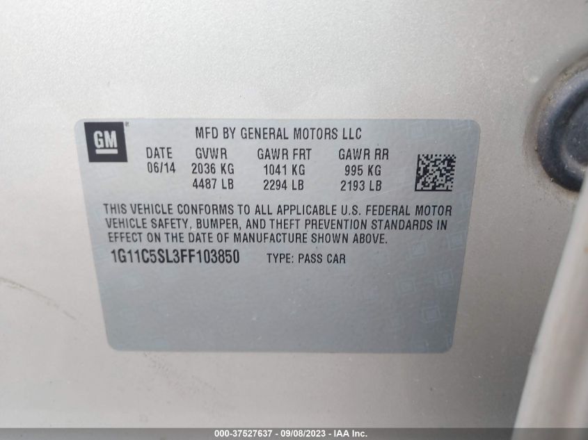 2015 CHEVROLET MALIBU LT - 1G11C5SL3FF103850