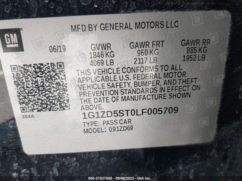 2020 CHEVROLET MALIBU LT - 1G1ZD5ST0LF005709