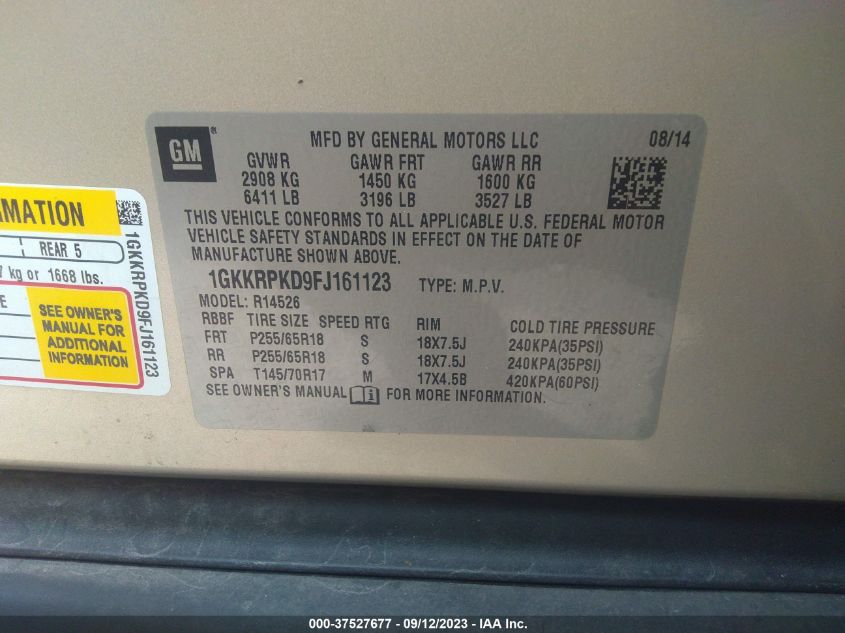 2015 GMC ACADIA SLE - 1GKKRPKD9FJ161123