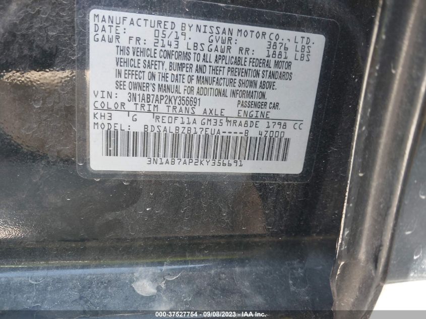 2019 NISSAN SENTRA S/SV/SR/SL - 3N1AB7AP2KY356691