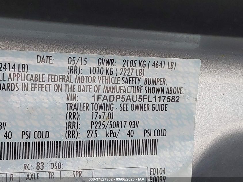 2015 FORD C-MAX HYBRID SE - 1FADP5AU5FL117582