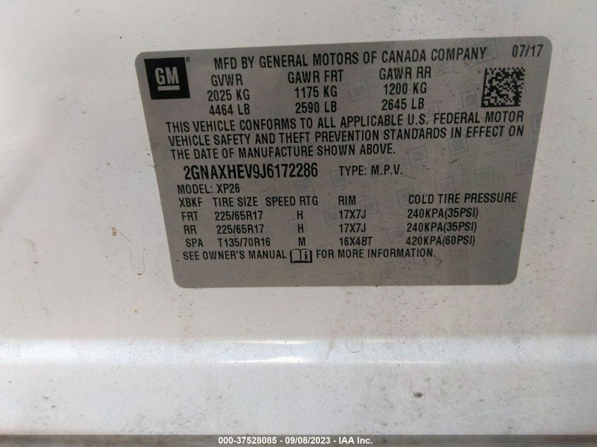 2018 CHEVROLET EQUINOX LS - 2GNAXHEV9J6172286