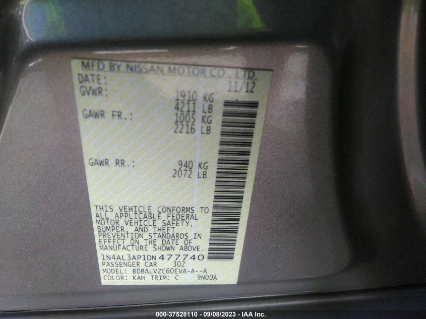 2013 NISSAN ALTIMA 2.5 SL - 1N4AL3AP1DN477740
