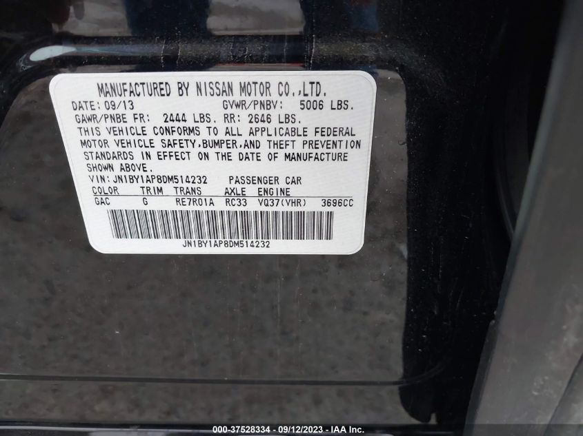 2013 INFINITI M37 JN1BY1AP8DM514232