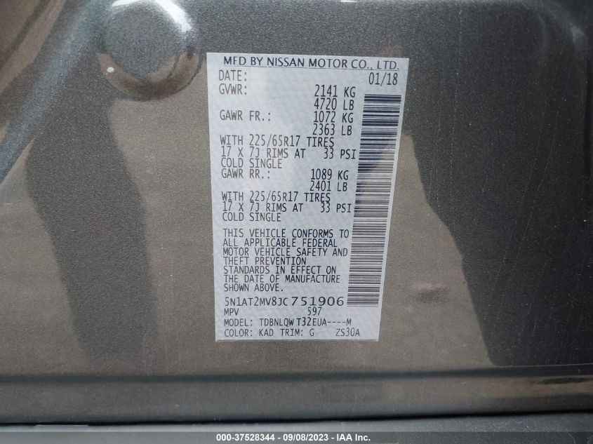 2018 NISSAN ROGUE SV - 5N1AT2MV8JC751906