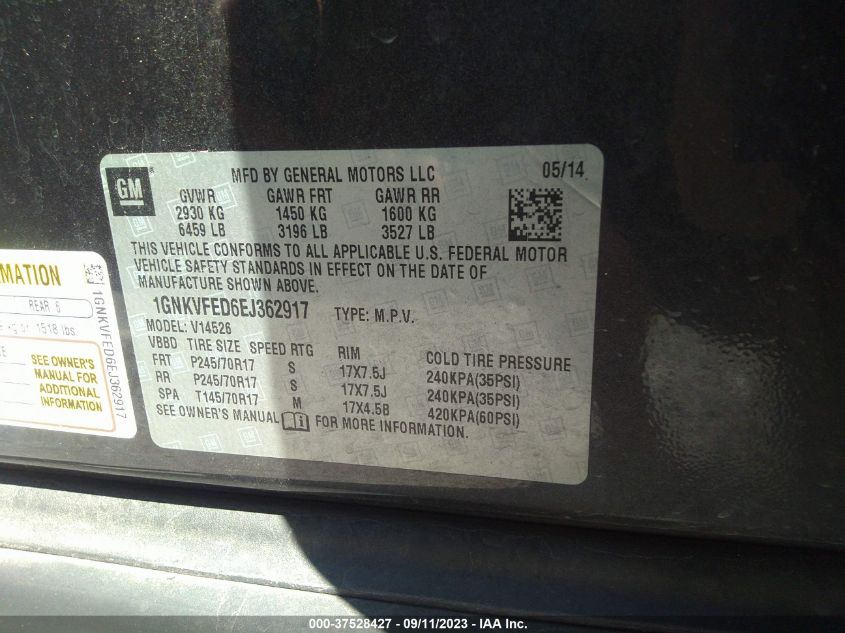 2014 CHEVROLET TRAVERSE LS - 1GNKVFED6EJ362917