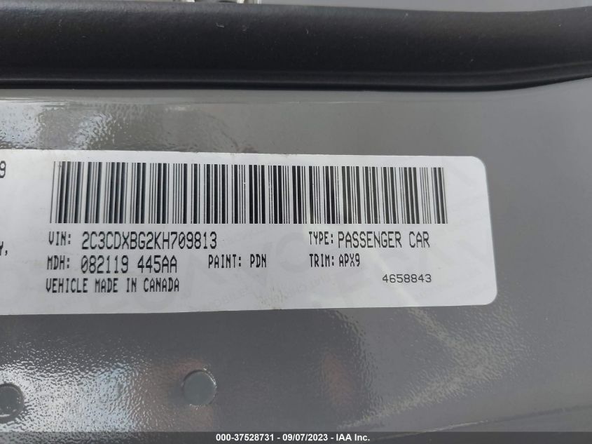 2C3CDXBG2KH709813 Dodge Charger SXT 9