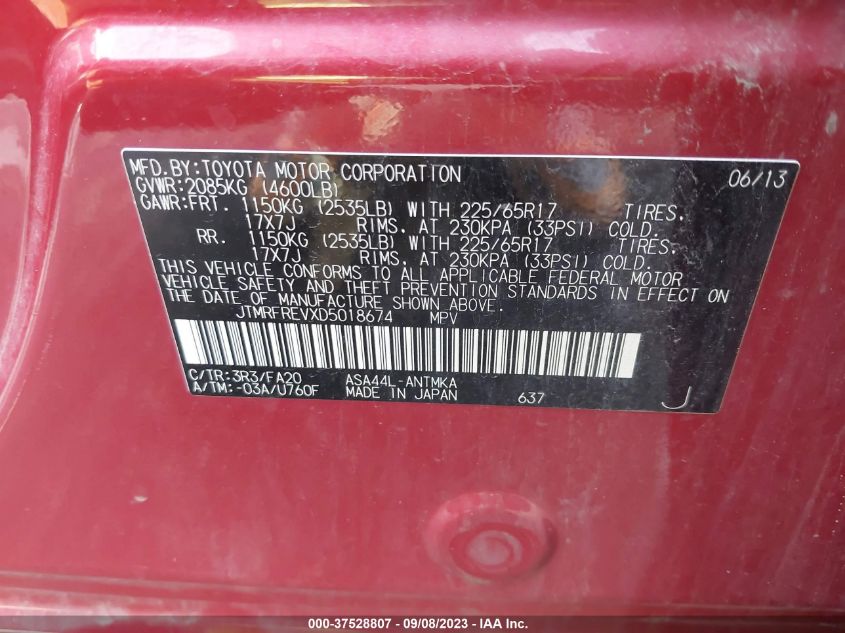 2013 TOYOTA RAV4 XLE - JTMRFREVXD5018674