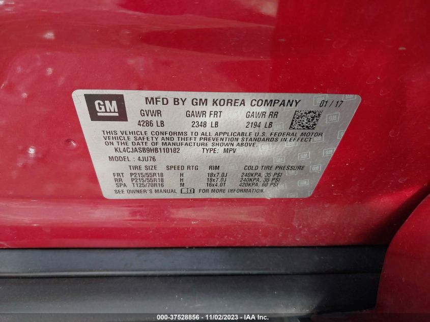 2017 BUICK ENCORE PREFERRED - KL4CJASB9HB110182