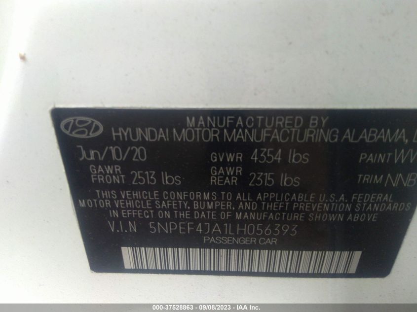 2020 HYUNDAI SONATA SEL - 5NPEF4JA1LH056393