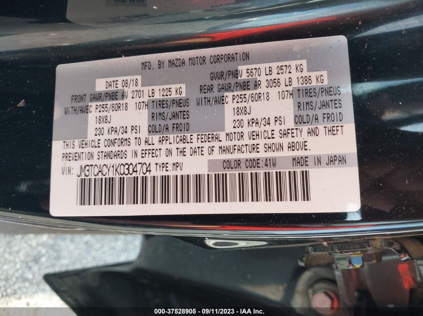 VIN JM3TCACY1K0304704 2019 MAZDA CX-9 TOURING