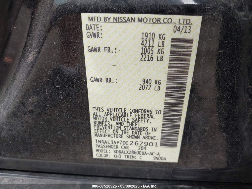 2013 NISSAN ALTIMA 2.5 SL - 1N4AL3AP7DC267901