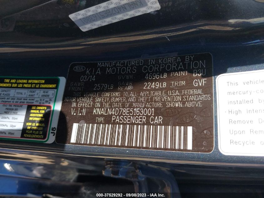 2014 KIA CADENZA PREMIUM - KNALN4D78E5163001
