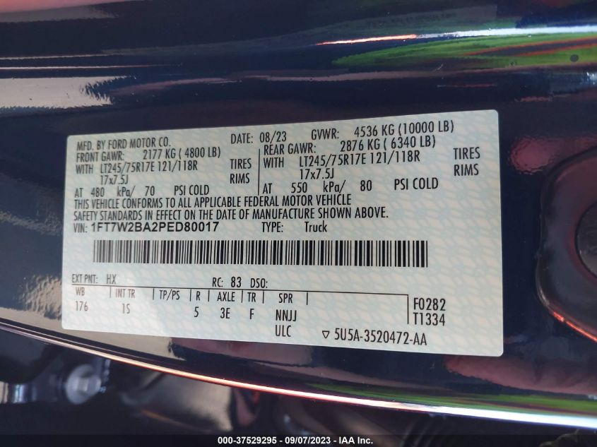 2023 FORD SUPER DUTY F-250 SRW XL - 1FT7W2BA2PED80017
