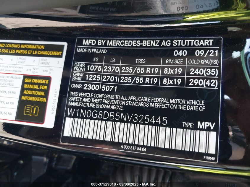 W1N0G8DB5NV325445 Mercedes-Benz GLC GLC 300 9