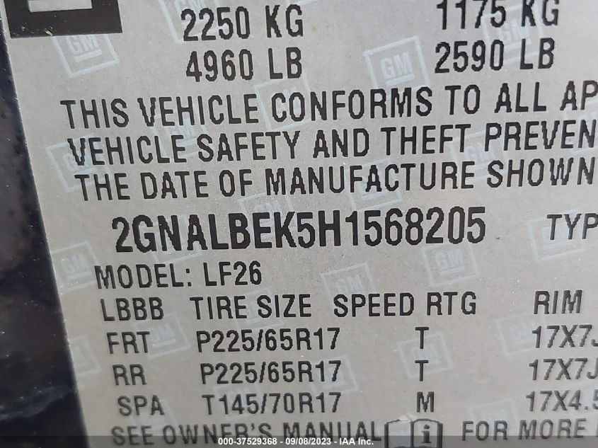2017 CHEVROLET EQUINOX LS - 2GNALBEK5H1568205