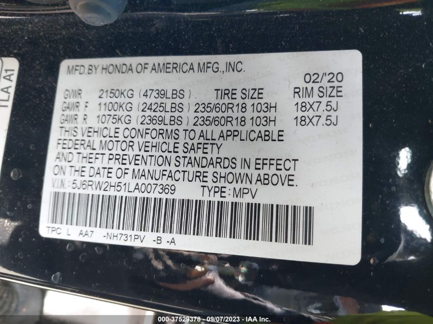 2020 HONDA CR-V EX - 5J6RW2H51LA007369