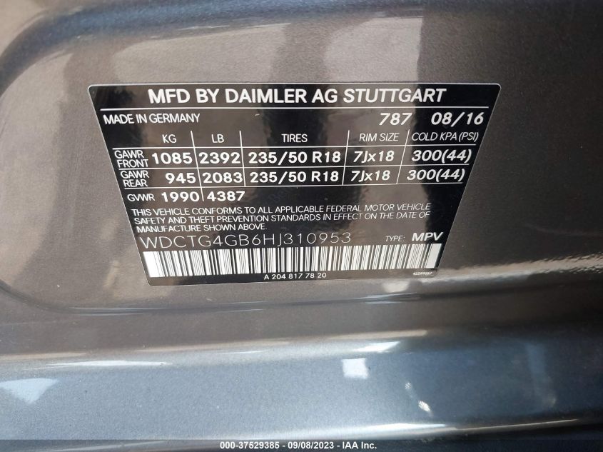 2017 MERCEDES-BENZ GLA 250 - WDCTG4GB6HJ310953