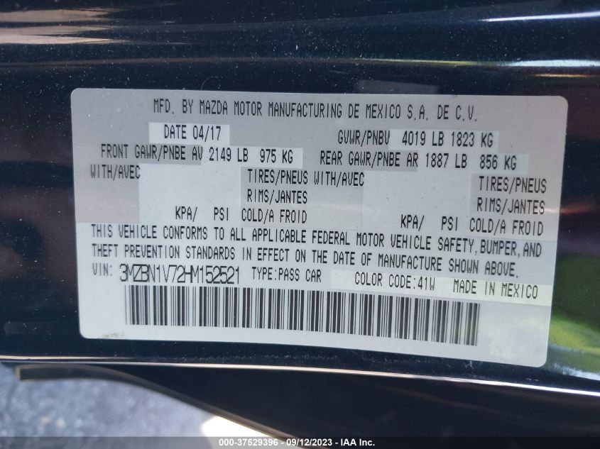 2017 MAZDA MAZDA3 4-DOOR TOURING 3MZBN1V72HM152521