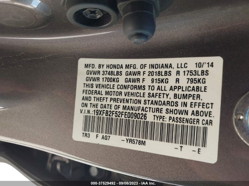 2015 HONDA CIVIC SEDAN LX - 19XFB2F52FE009026