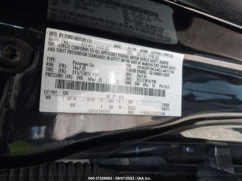 2014 FORD FOCUS SE - 1FADP3K24EL461730