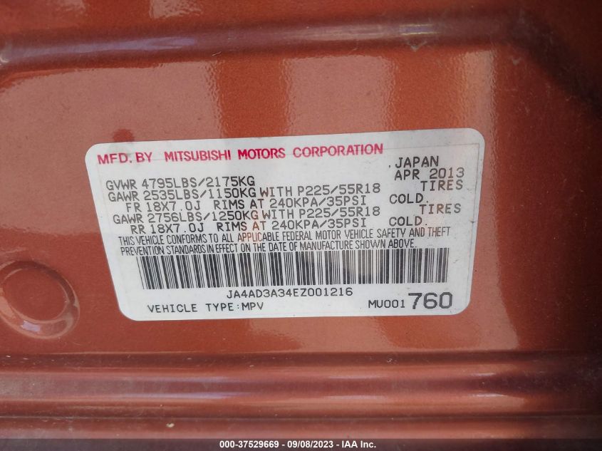 2014 MITSUBISHI OUTLANDER SE - JA4AD3A34EZ001216