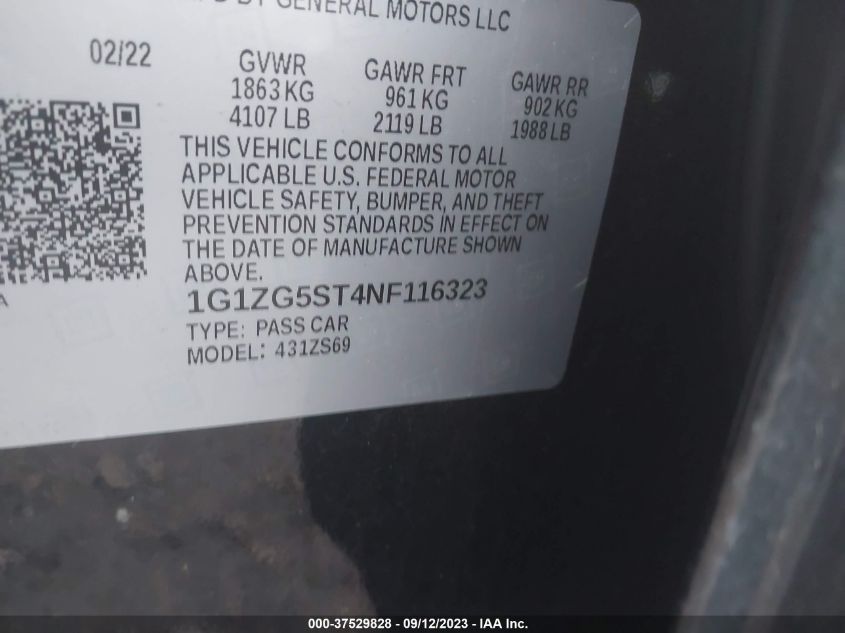 2022 CHEVROLET MALIBU RS - 1G1ZG5ST4NF116323