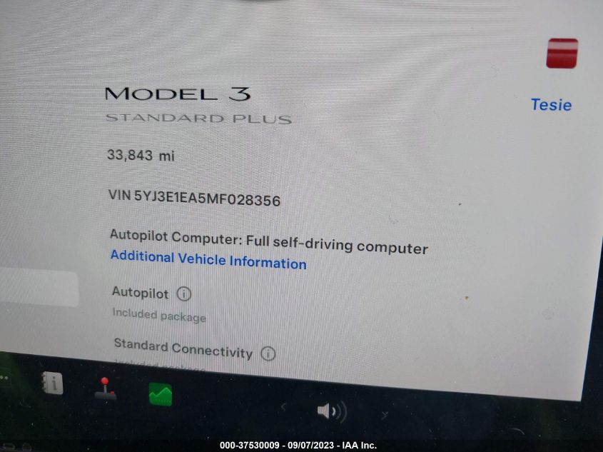 2021 TESLA MODEL 3 STANDARD RANGE PLUS - 5YJ3E1EA5MF028356